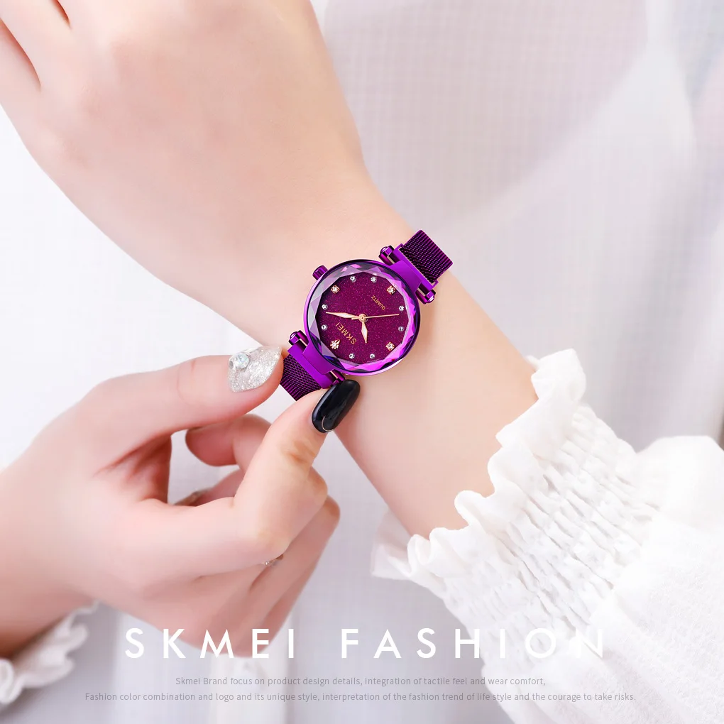

SKMEI Fashion Watch for Women Elegant Magnet Quartz Women watch Buckle Starry Sky Roman Numeral Wristwatch Gift Dropshipping