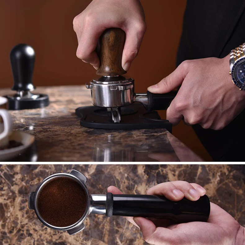 Calibrated Espresso Coffee Tamper 30lb Spring Loaded Elastic Aluminum/Wooden Stainless Steel Powder Hammer | Дом и сад