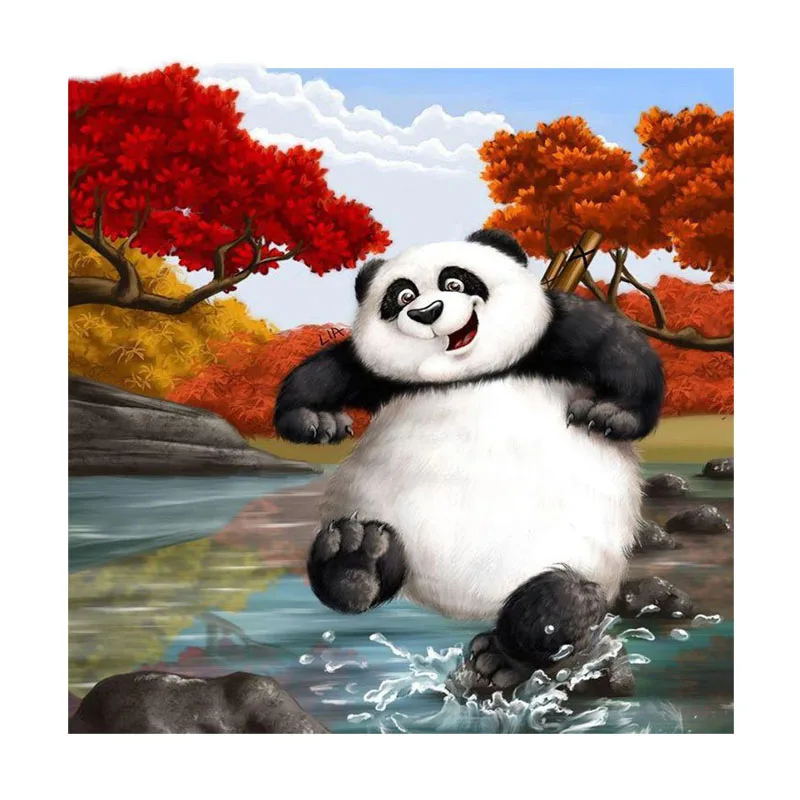 Полноразмерная алмазная живопись панда пейзаж 5d сделай сам вышивка милое