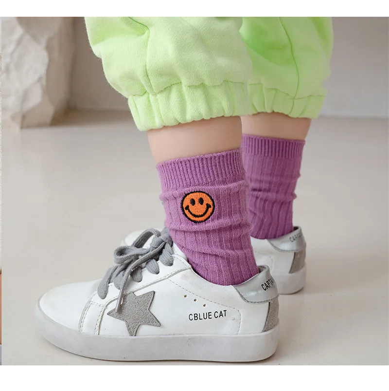 

1-8 Years Korean Kids Boy Girls Socks Soft Cotton Unisex Children Cartoon Smiley Tube Socks детские носки