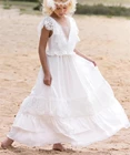 Детское шифоновое платье с V-образным вырезом и кружевом