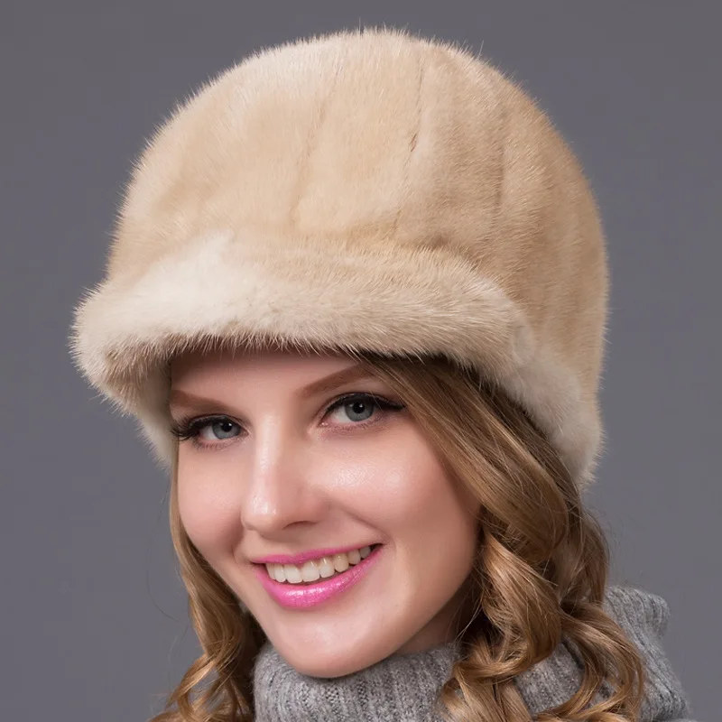 

2020 Winter High End New High Quality Mink Fur Hat Fashion Versatile Duck Tongue Knight Multi Color Selection Womens Casual Caps