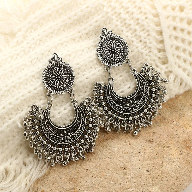 GTQ металлическая кисточка Jhumka индийские этнические болливудские висячие серьги