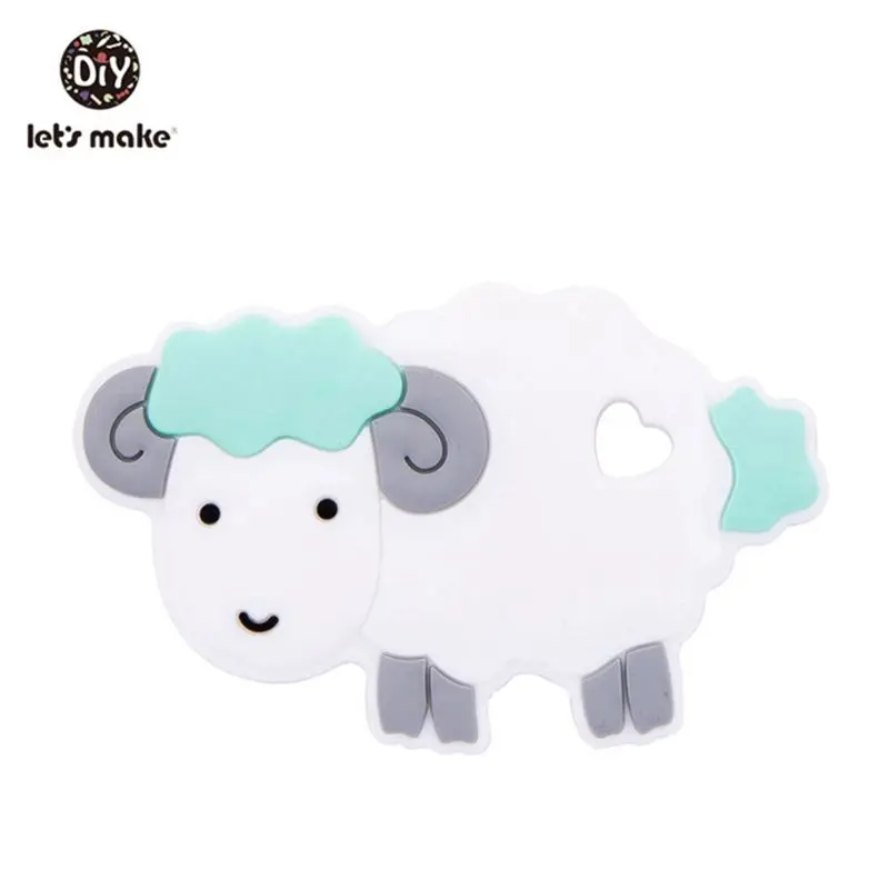 mint sheep Давайте сделаем детский Прорезыватель для грызунов, 1 шт., 4-6 месяцев, кролик, животное, кролик, BPA бесплатно, сделай сам, пустышка, цепь, силиконовый прорезыватель, прорезыватель, игрушки для прорезывания зубов - Цвет: mint sheep