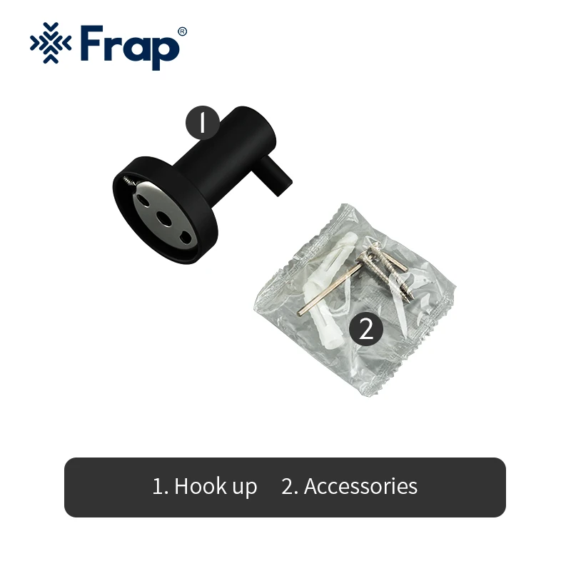 Черный крючок Frap из нержавеющей стали настенный держатель для полотенец с одним