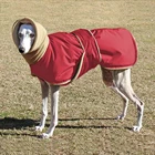 Водонепроницаемая Толстая куртка для собак, зимняя теплая одежда для собак, красное, черное пальто для собак с поводком и отверстиями для средних и больших собак, Greyhound