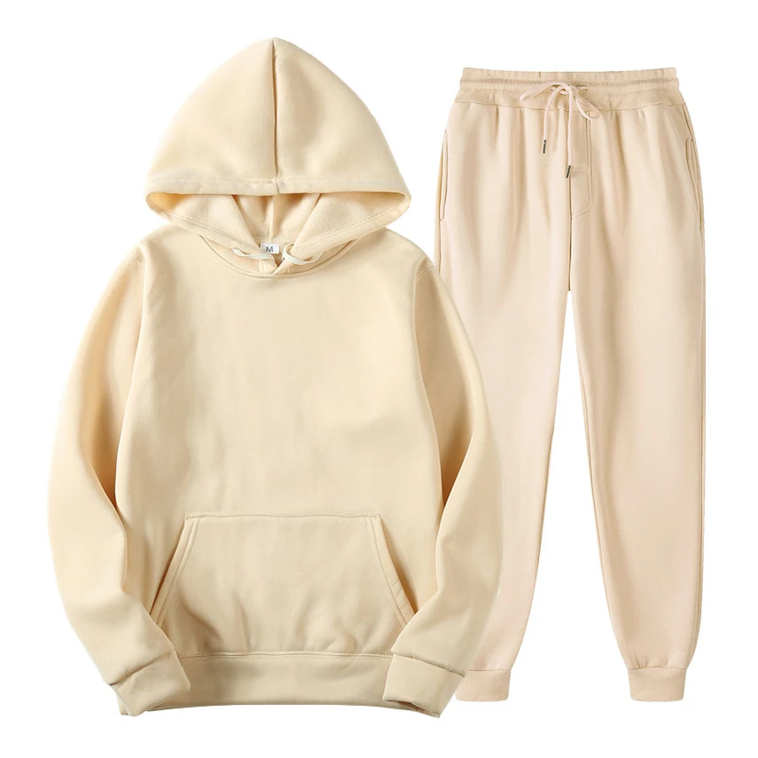 

Joggers Set Tracksuit Men Fashion Hoodies Men Suits Solid Sets Men Sweatshirts + Sweatpants Fleece Hooded Pullover 2 Pieces Set