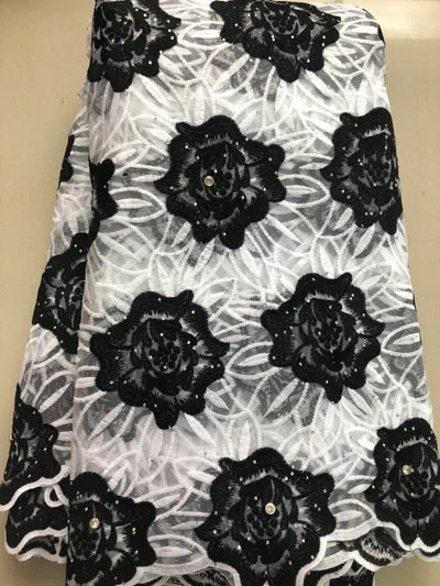 Новейшая нигерийская французская кружевная ткань с камнями вышитая бисером