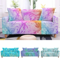 3d modern pattern rainbow marble printed couch cover elastic stretch sectional sofa cover slipcover armchair for living room