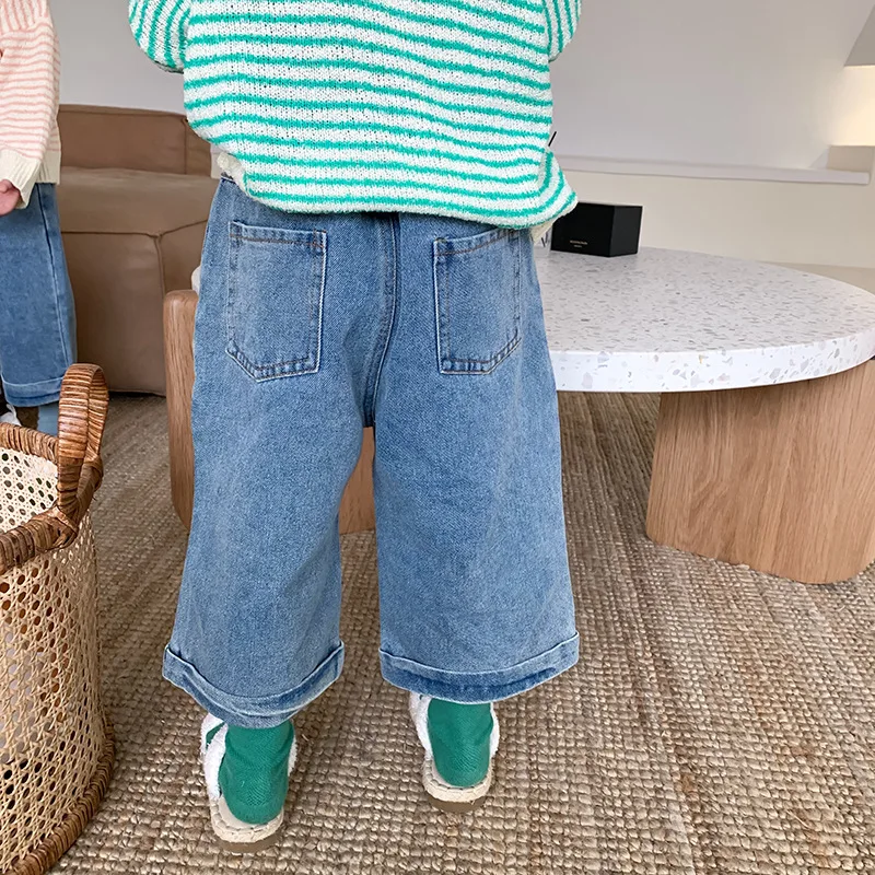 2020 г. Весенние детские джинсовые брюки для малышей однотонные свободные джинсы в