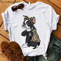 2021 boston terrier mom tshirt women harajuku i love mom leopard print t shirt summer short sleeve clothes t shirt female