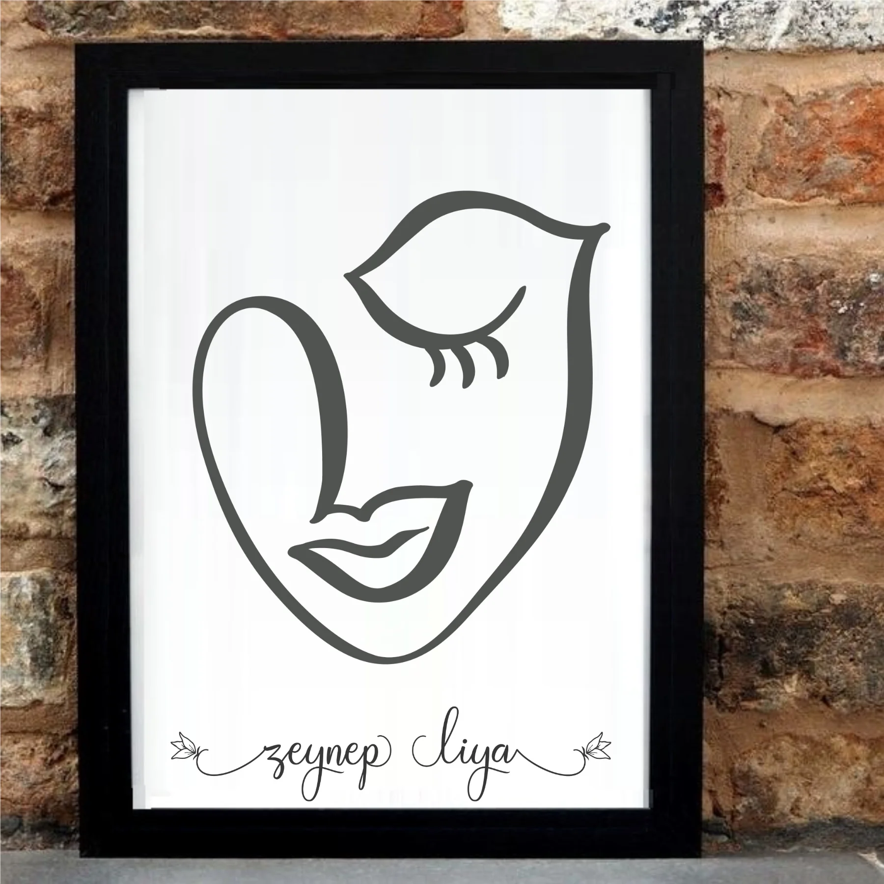 

Personalized Name Written Charcoal Face Frame-Y21