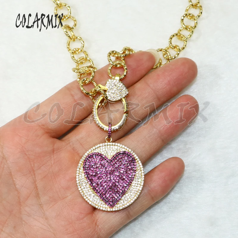 Модное ожерелье с подвеской в виде большого сердца из циркония 2 шт. застежкой