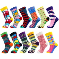 novelty colorful stripe casual mens socks fashion high quality cotton art socks plaid dot funny combined socks gifts for men