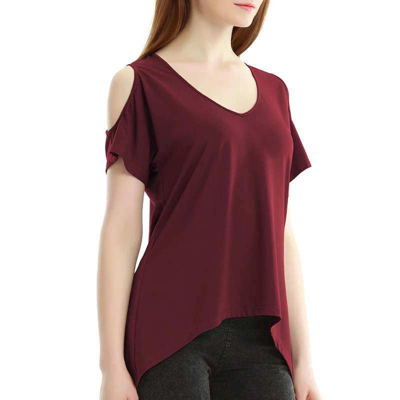

Short sleeve T-shirt with off shoulder in summer fashionable cool short sleeve T-shirt for women