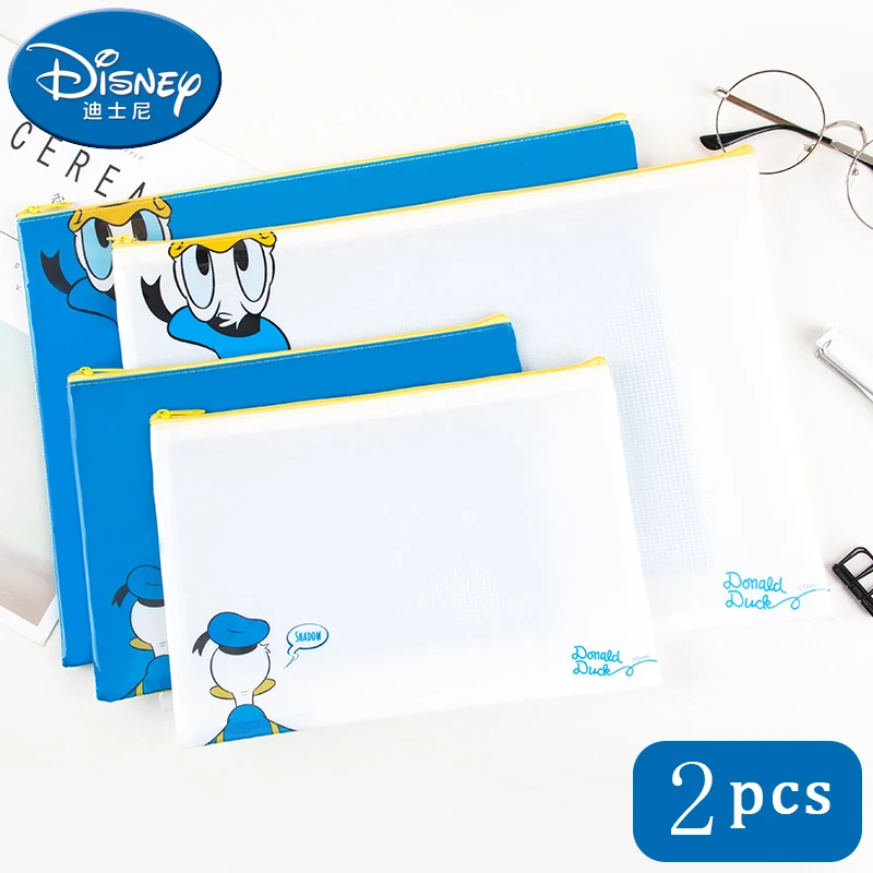 

2pcs Disney A4 Zipper Bag Cartoon Document Bag Mesh Bag Student Information Bag A5 Large Capacity Test Paper Storage Bag