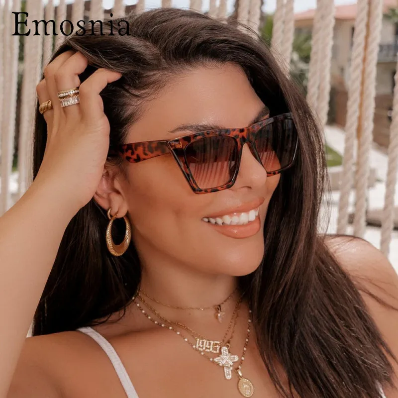 

Emosnia 2021 New Oversize Cat Eyes Sunglasses Women Square Retro Vintage Colorful Sun Glasses Trend Plastic Brand Designer UV400