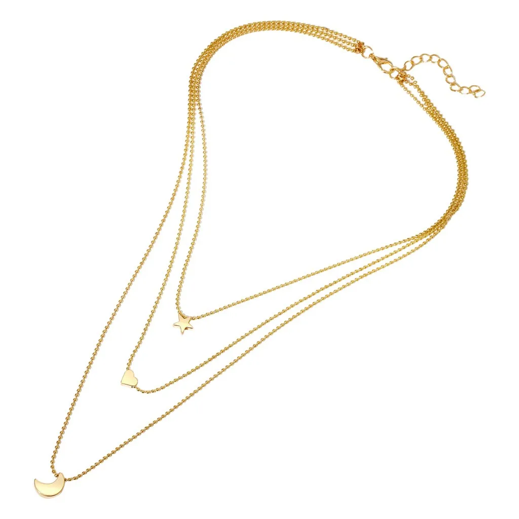 Женское винтажное многослойное ожерелье с подвеской из кристаллов золотистого