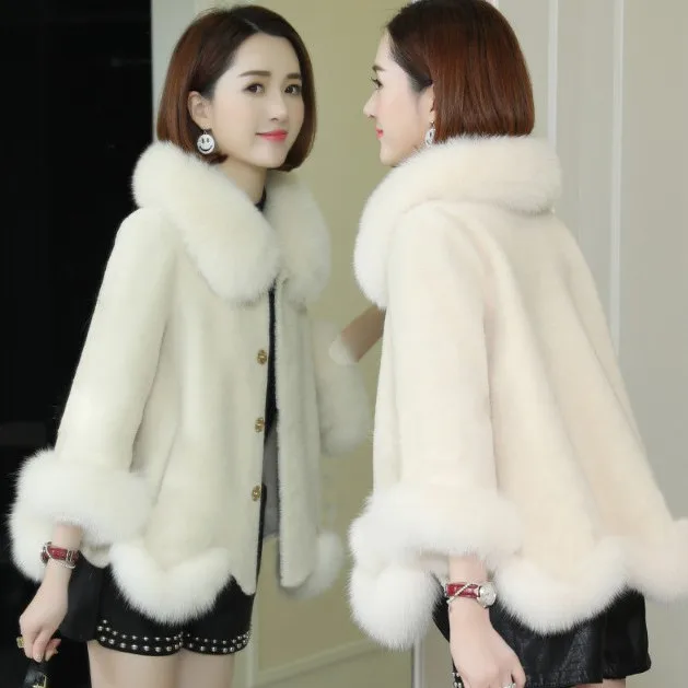 

Women 2021 Autumn Winter Fashion Coat Faux Sheep Fur Fox Fur Coats Female Warm Long Sleeve Fake Fur Jacket Hooded Overcoat C382