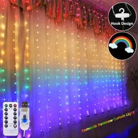 2x1 5m rainbow led icicle led curtain fairy string light fairy light 210 led christmas light for wedding home window party decor