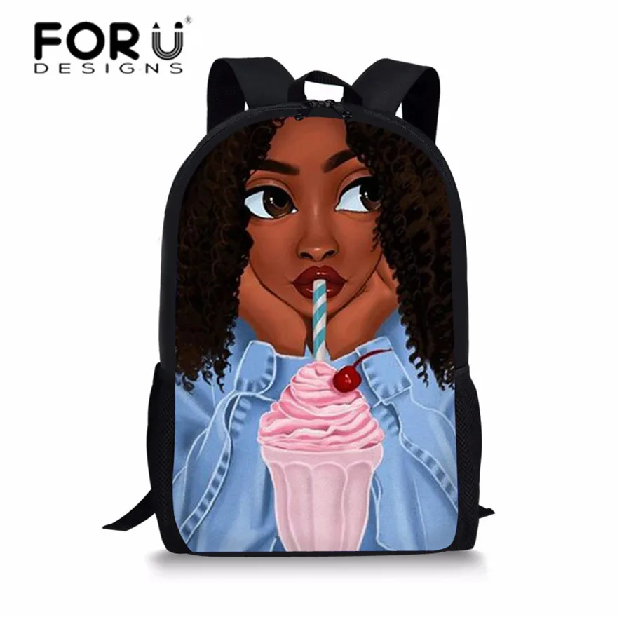 FORUDESIGNS школьные рюкзаки для девочек, черные Волшебные Африканские Детские рюкзаки с принтом, школьная сумка для подростков, Студенческая сумка для книг - Цвет: P4840C