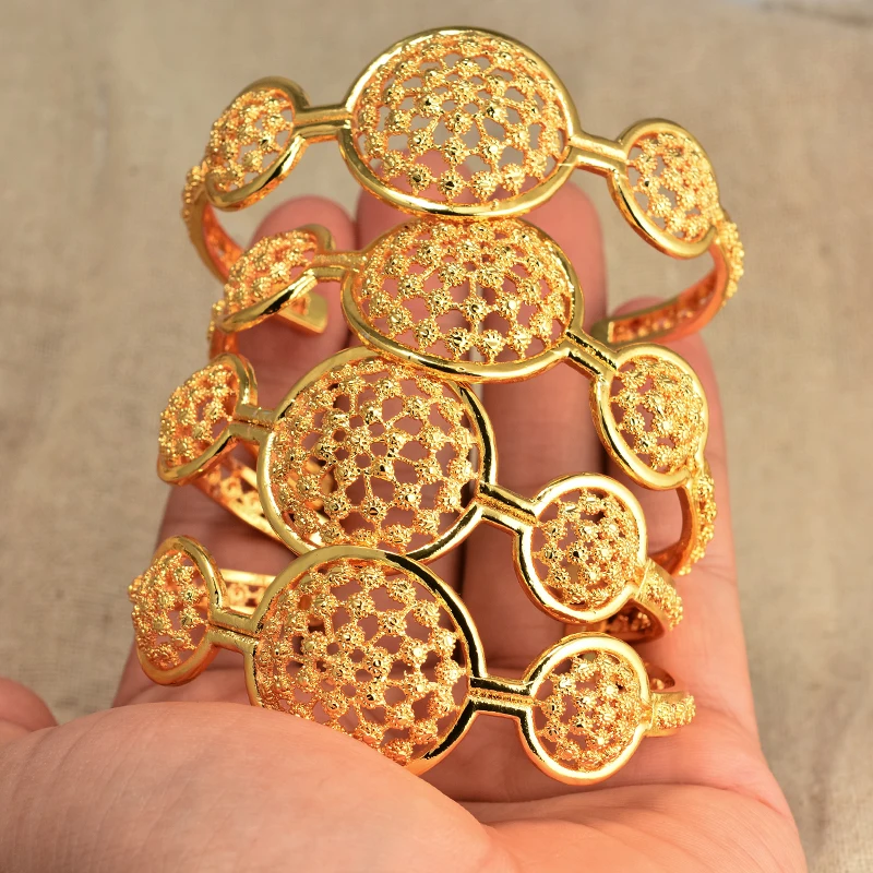 4 шт. круглые африканские эфиопские браслеты золотого цвета для женщин вечерние