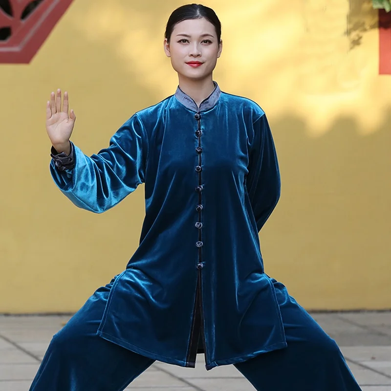 Velour Wushu Clothing Martial Arts Suit Taichi Performance Kung Fu Outfit Autumn Winter Velvet Tai Chi Uniform TA1889 | Тематическая