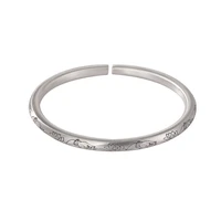 s999 pure silver bracelet personality retro matte buddhas hand lotus womens sterling silver open bracelet