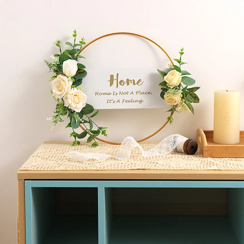 

Vintage Artificial Wall Hanging Beautiful Flower Ring Holder Garland Decor Perfect For Wedding Door Wall Decor Room Decoration