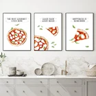 Плакат с итальянской пиццей акварелью, современная кухня, столовая, настенное искусство, домашний Декор, живопись с цитатами, картины на холсте