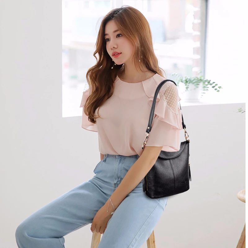 2019 женские кожаные сумки высококачественные винтажные мягкие на плечо через