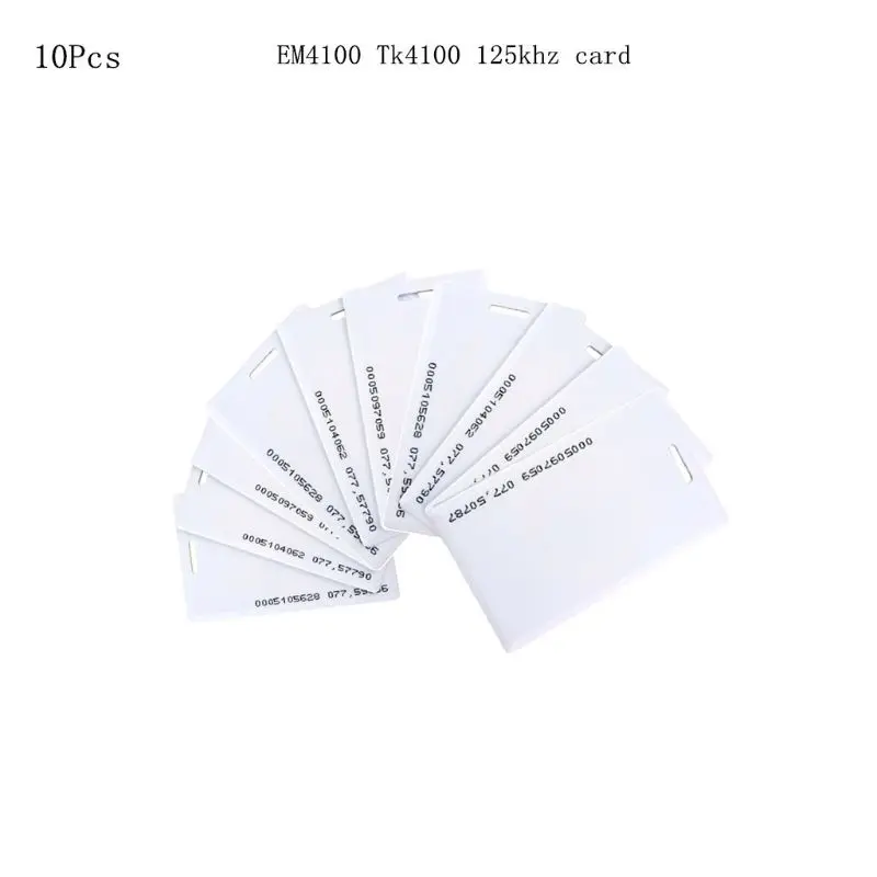 

57EC 10PCS TK4100/EM4100 125khz Access Control Card Keyfob RFID Tag Key Fob Token Ring Proximity Chip White Card