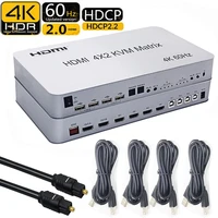 4 port usb hdmi kvm matrix 4x2 dual monitor 4k60hz hdr switch splitter 4 in 2 out hdmi 2 0 switcher support keyboard mouse