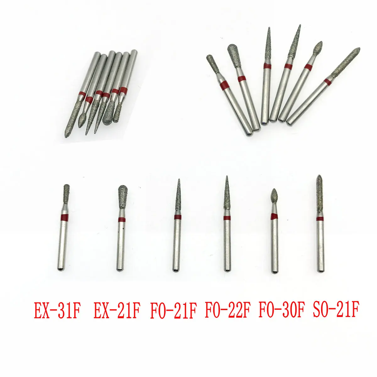 50 шт. стоматологических алмазных боров (зернистость красный/отлично подходит