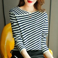 v neck striped sweater knitted women korean autumn fashion long sleeve top casual ladies sweaters patchwork all match pullovers