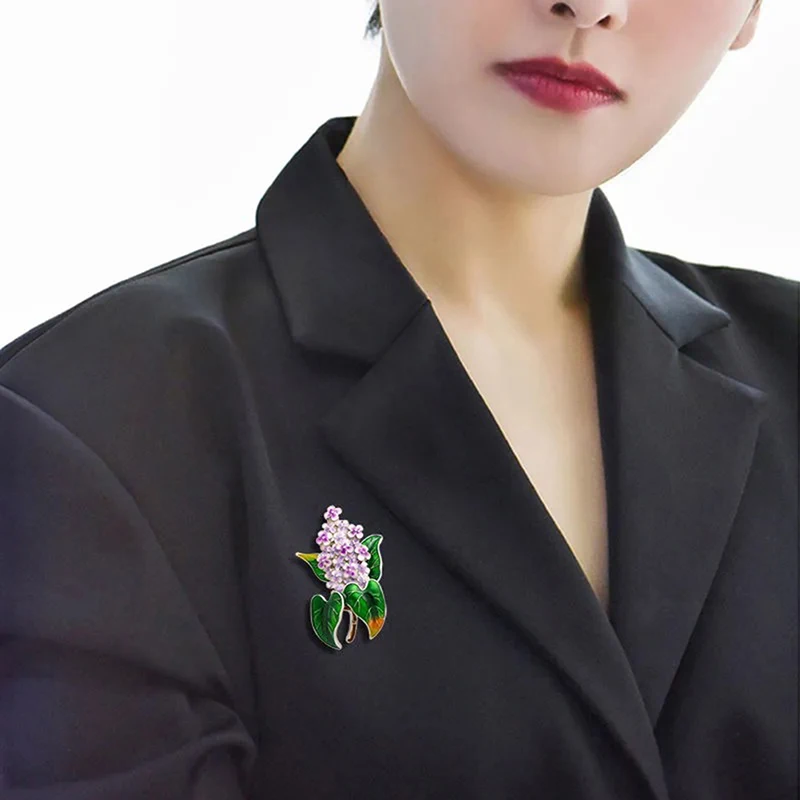 1 шт. эмалированные броши в виде сиреневого цветка Красивая весенняя женская