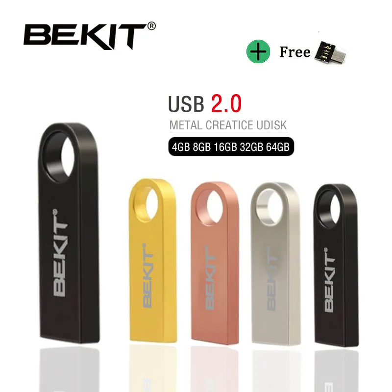 Bekit USB флеш-накопитель 64 ГБ металлическая Флешка высокоскоростная USB флешка 32 ГБ флеш-накопитель реальная емкость 16 ГБ 8 ГБ USB 2,0 флеш-накопитель