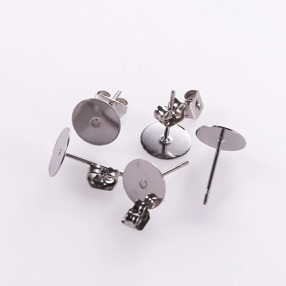 Пустые стержни для серег из нержавеющей стали 100 шт./лот 3/4/5/6/8/10/12 мм с берушами