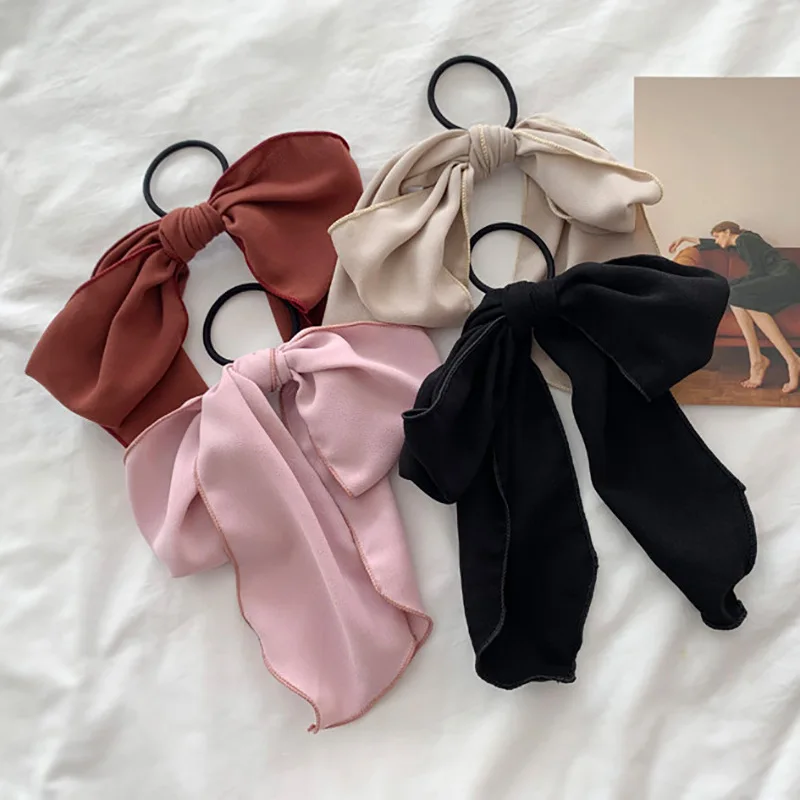 

Ленты корейские эластичные резинки для волос женские резинки для волос аксессуары 2020 для молодых девушек большой бант двойная челка причес...