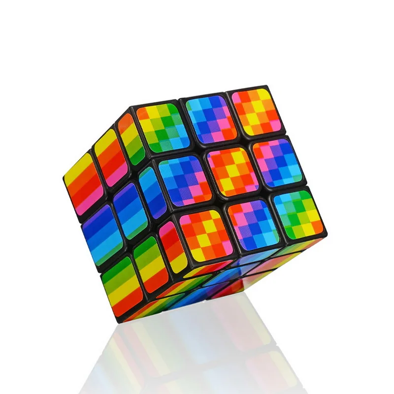 Магнитный магический антистресс бандажный куб Радуга ПВХ наклейка скоростные