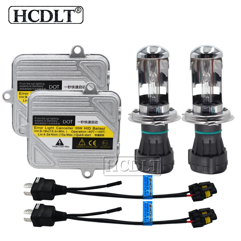 Комплект HCDLT DC 55 Вт тонкий спрятанный балласт 12 В H4 Биксеноновые лампы для