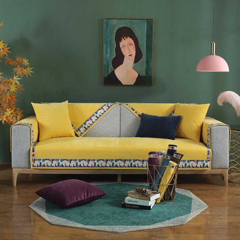 Шенилле чехлы для диванов гостиной однотонный секционный чехол домашний декор