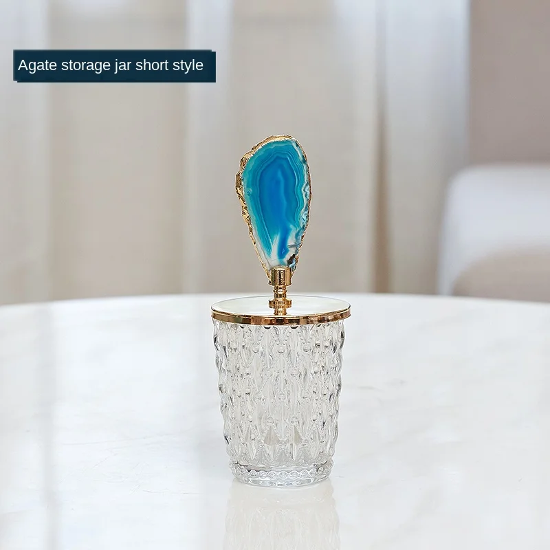 

Creative Nordic Gold glass agate storage jar candy jar Modern home living room Desktop storage organization Decoration ornaments