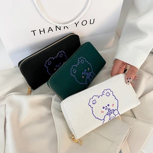 Cute Girls Long Wallet Trend PU Leather Money Unique Purse Zipper Card Holders Female Fashion Wallets for Ladys Purse Phone Bag
