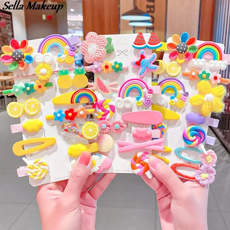 

14 шт./компл. детская заколка-пряжка с мультяшными фруктами для девочек модные повязки на голову аксессуары для волос заколки для волос для д...