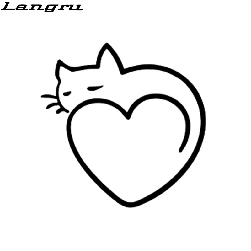 

Langru 14cm*14cm New Style Heart Art Cat Stickers Vinyl Decal Car Accessories Jdm