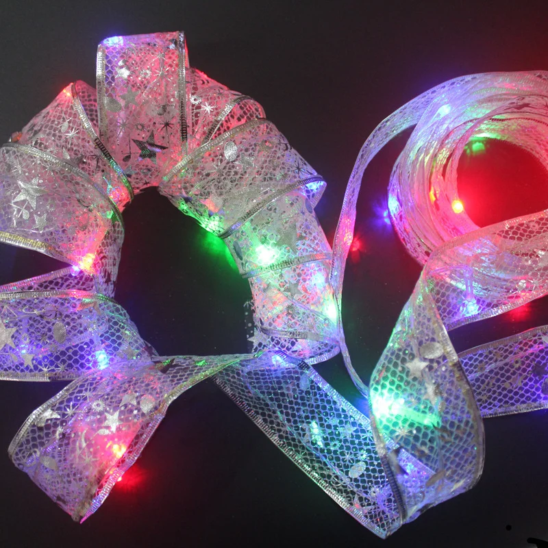 

New Christmas Decoration Christmas Tree Ornaments Christmas Ribbon with LED Light Christmas Wall Art Navidad New Year Decoration