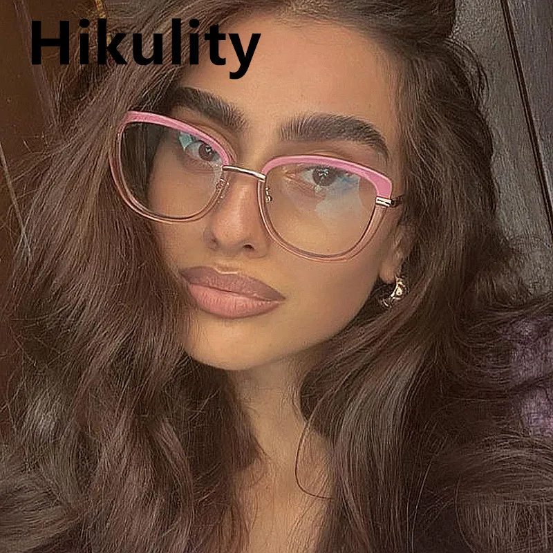 

Vintage Double Color Frame Anti-blue Light Square Eyeglasses For Women New Fashion TR90 Computer Glasses Frame Female Pink Shade