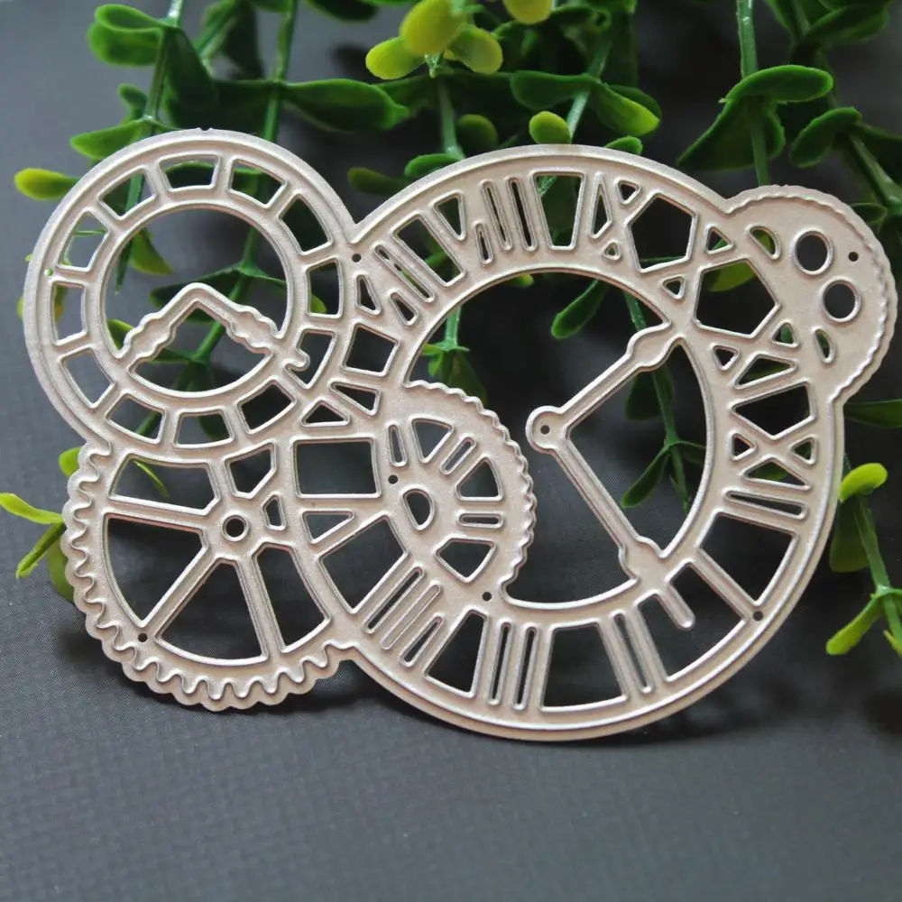 Часы время оси металла прорезной трафарет для окраски DIY Скрапбукинг бумажные