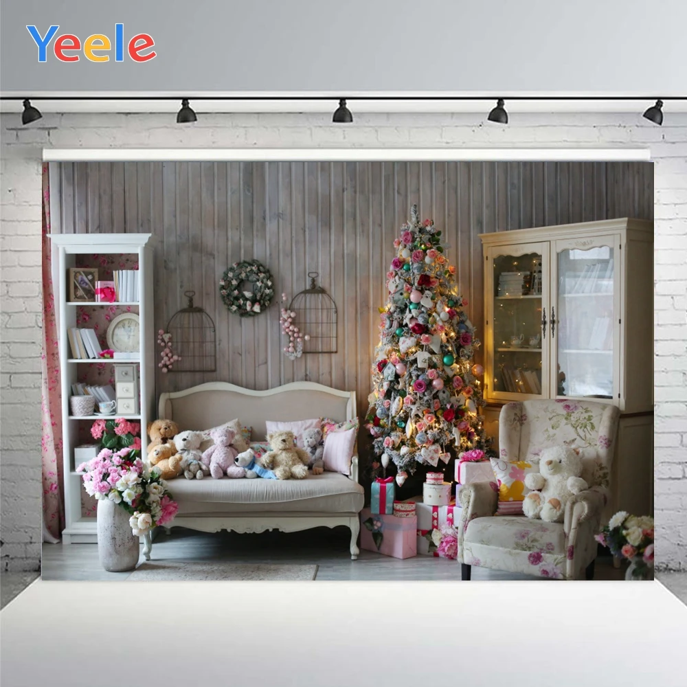 

Merry Christmas Gifts Photo Background Photophone Sofa Tree self Photography Backdrops Studio Shoots for Decor Customized Size
